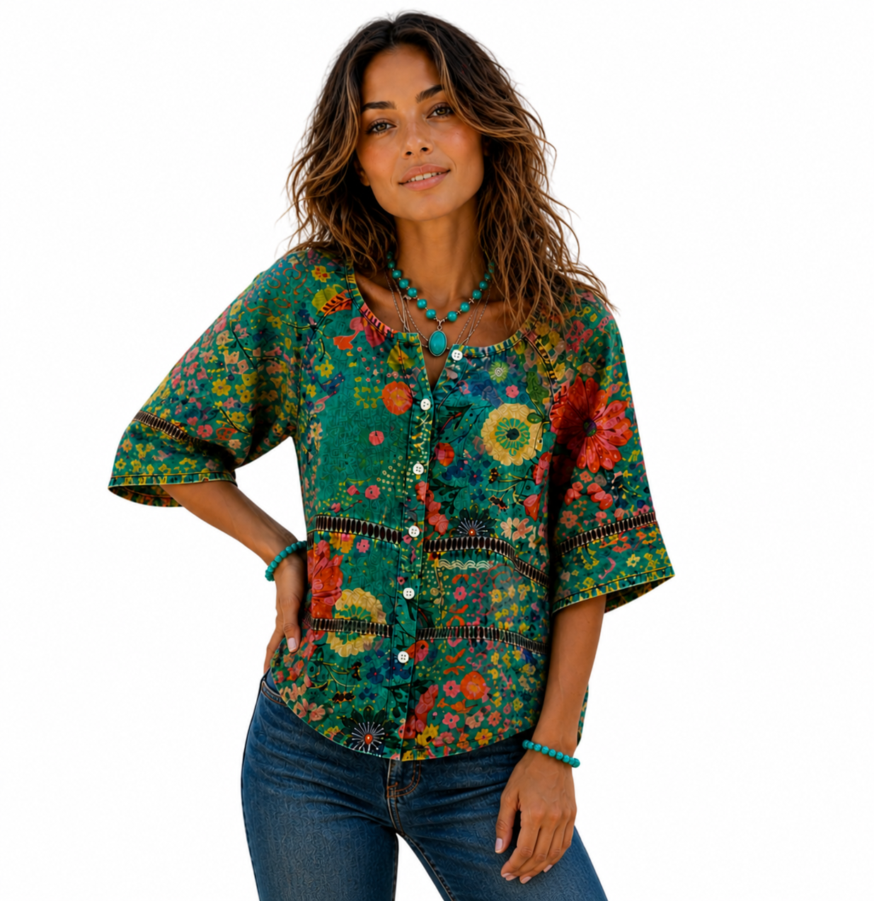 Blusa vintage con estampado floral