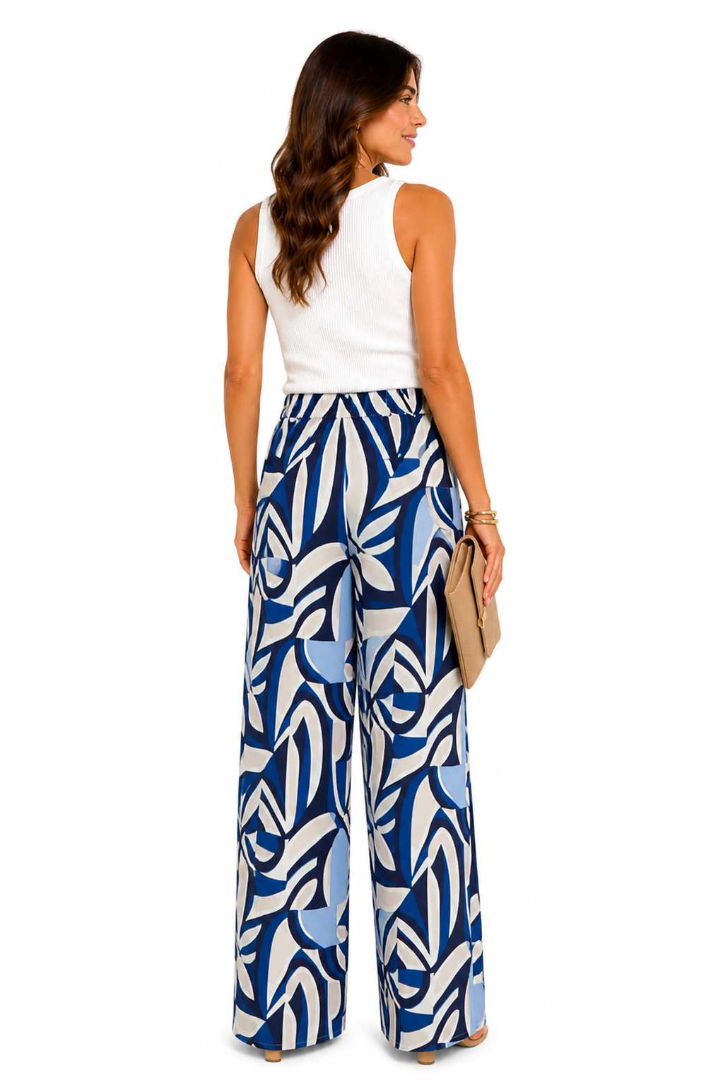 Pantalón ancho estampado gráfico - Azul
