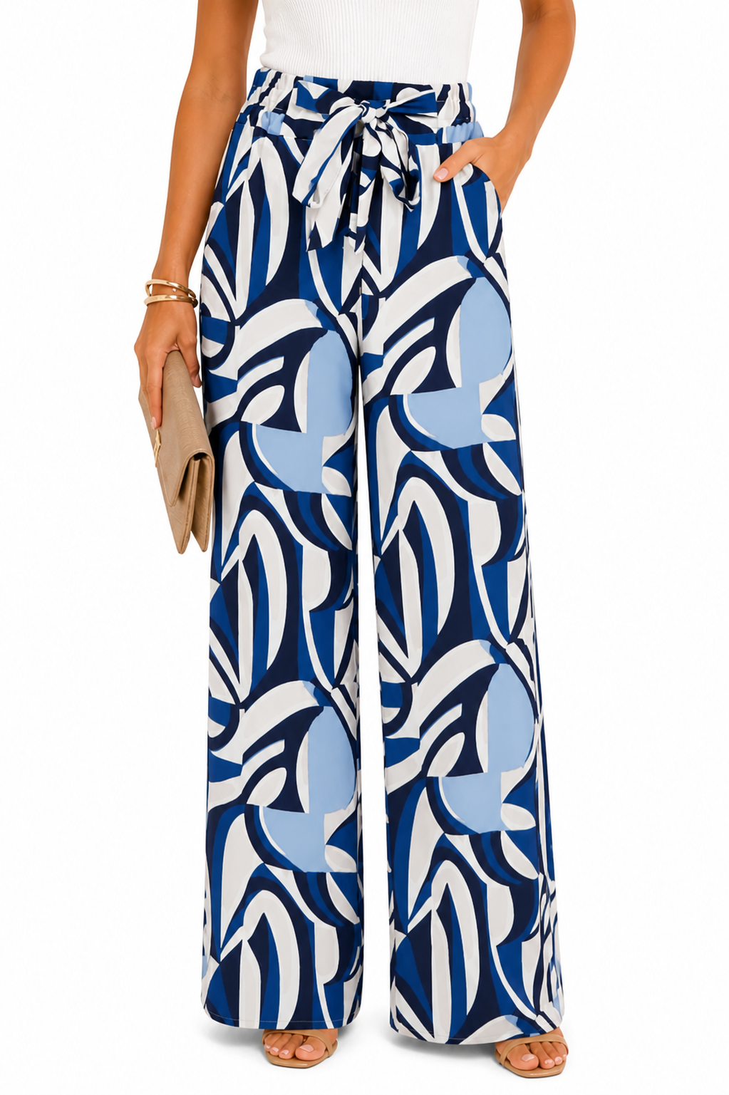 Pantalón ancho estampado gráfico - Azul